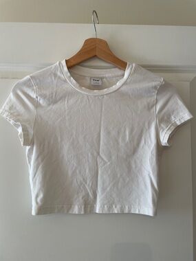 TNA White Cropped Crew Baby Tee